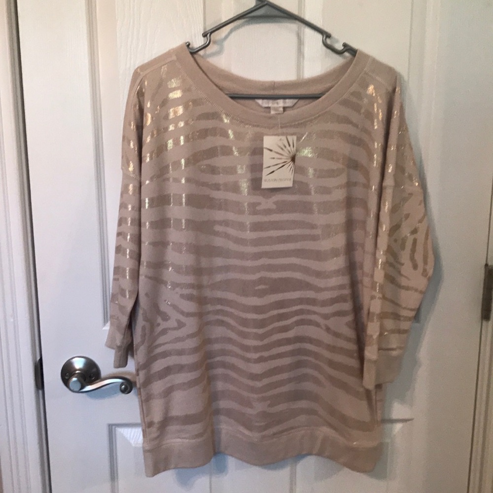 Boston Proper Foil Zebra Sweatershirt New